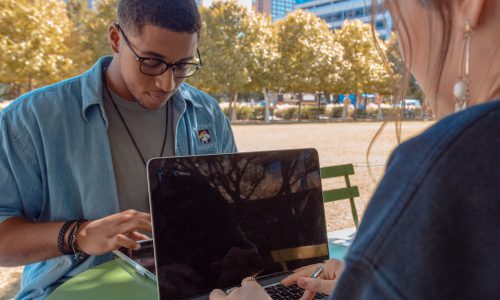 people working at laptop