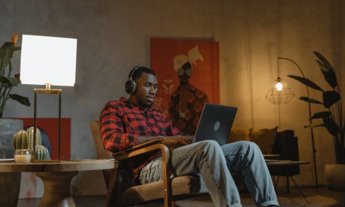 man working on laptop